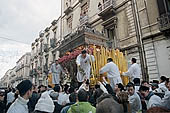 Festa di Sant Agata   procession of Devoti with the golden statue of the saint 